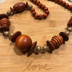 🔴 Lagenlook Statement wood necklace, like new!